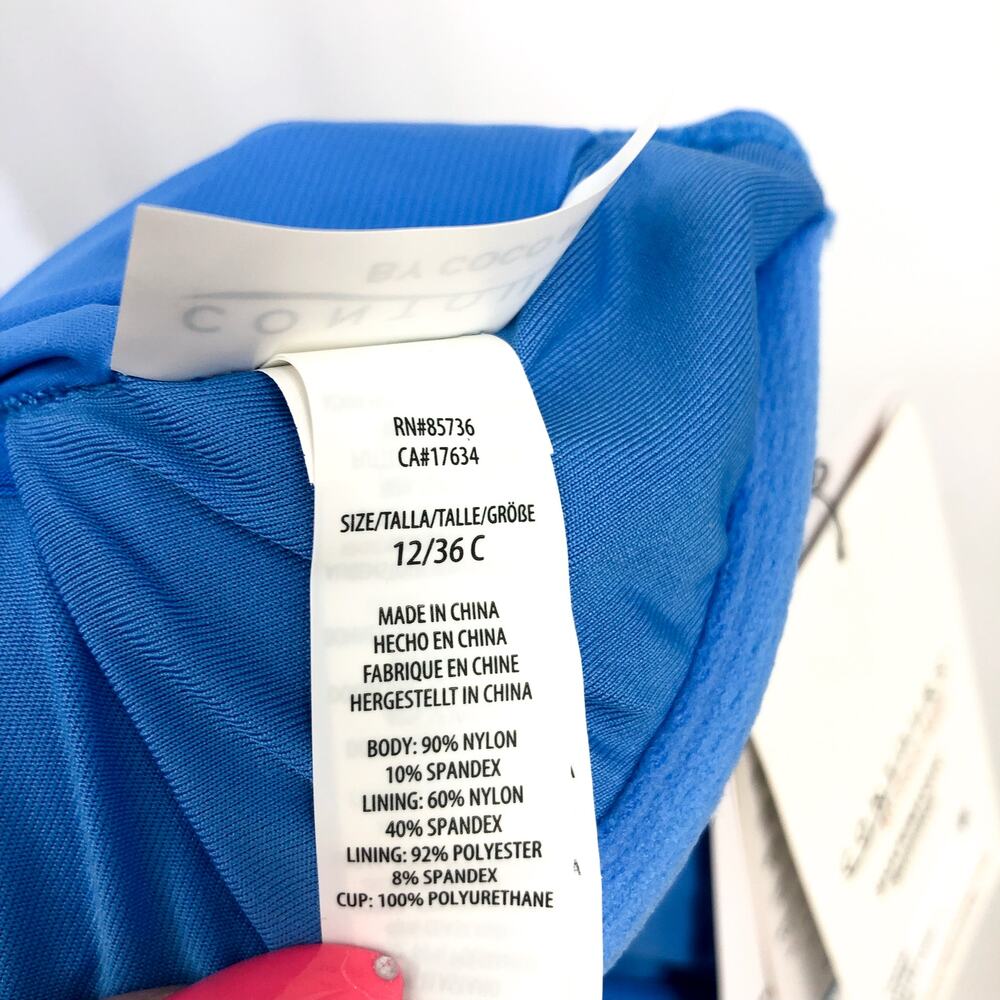 CONTOURS COCO REEF Solitaire V-Neck One Piece US 12 36C Azure Blue Underwire NWT - Picture 12 of 13